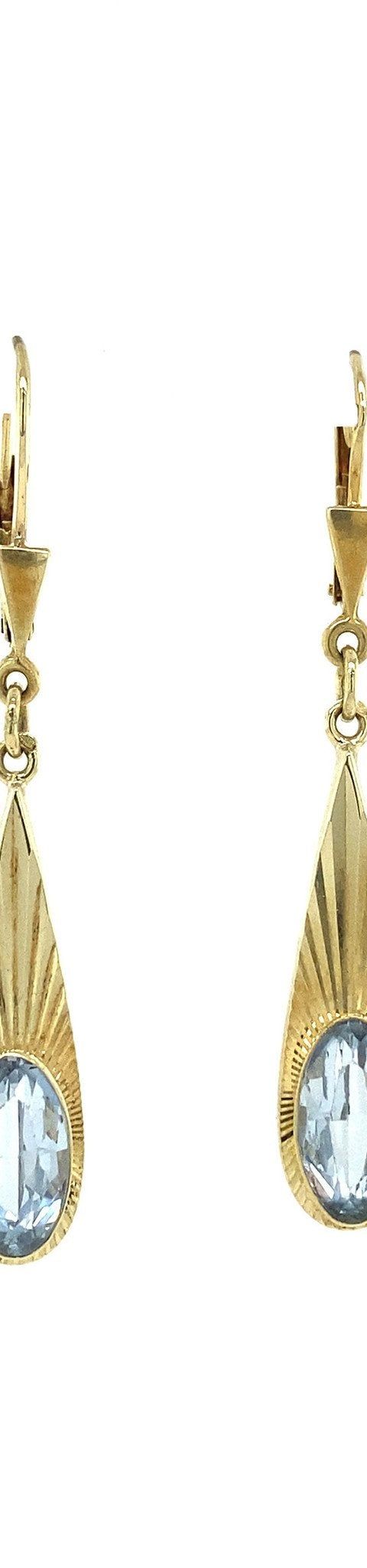 Vintage 14K Gold Drop Earrings with Blue Spinel